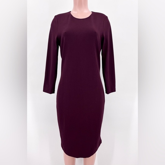 Vince Shiraz Wine Stretch Crepe Knit Sheath Dress Size Large - Picture 2 of 11